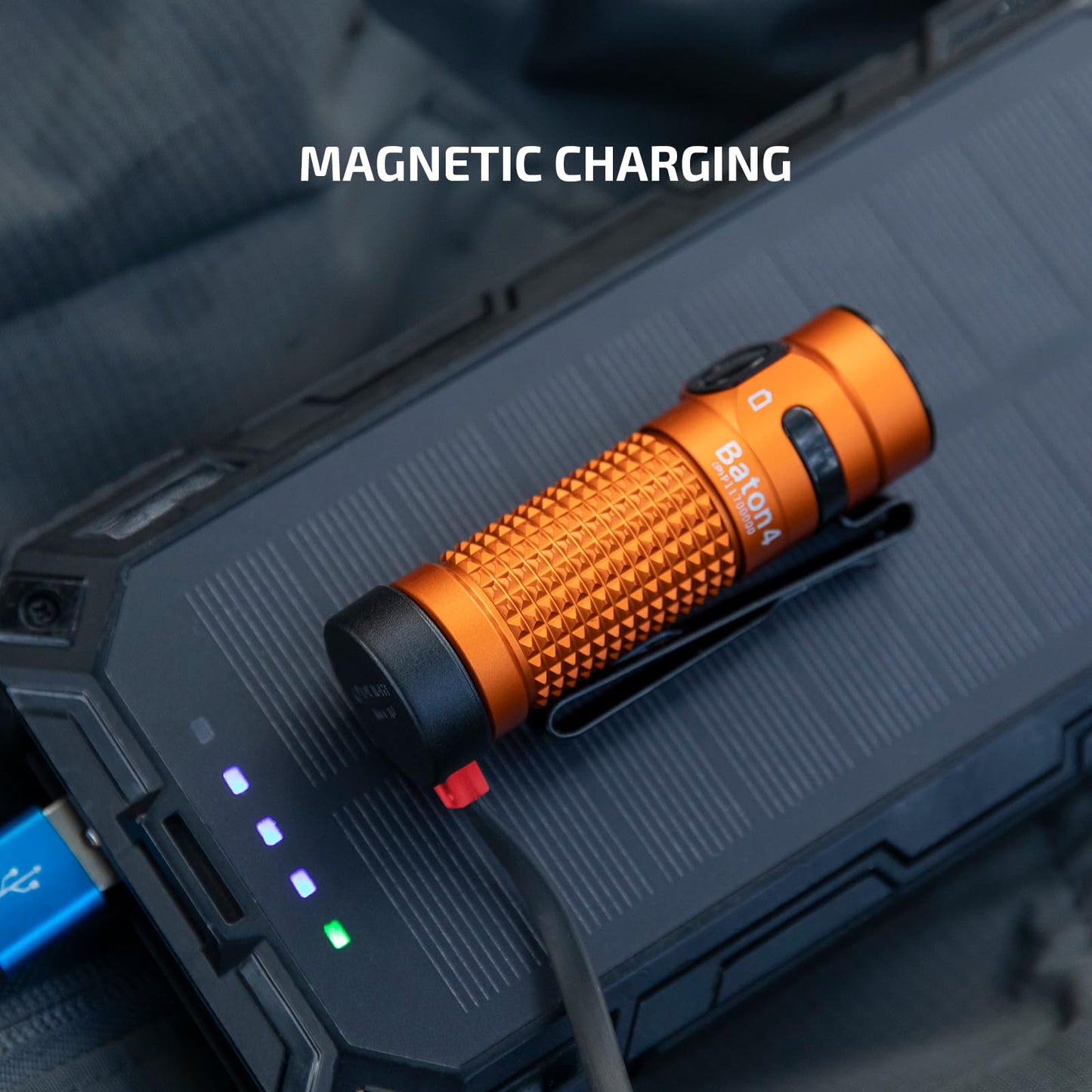 OLIGHT Baton4 Rechargeable EDC Flashlight, Bright Small Flashlight 1300 Lumens with MCC Charging Cable, IPX8 Waterproof, Multiple Modes Pocket Light for Home, Camping, and Emergencies (Black)
