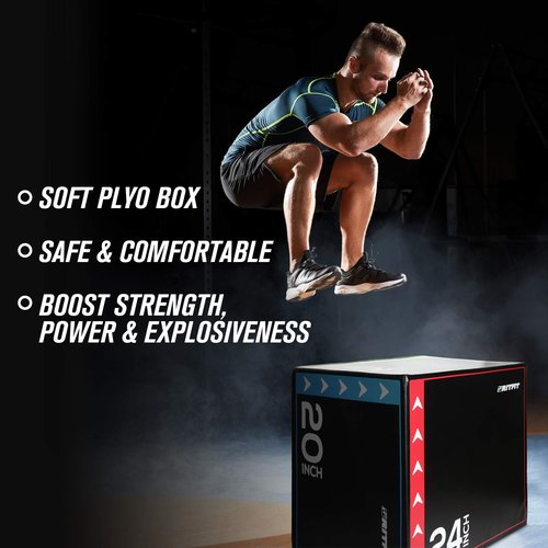 RitFit 3 in 1 Extra Firm Soft Plyo Box 300lb Weight Capacity 24”x 20”x 16”-A Medium
