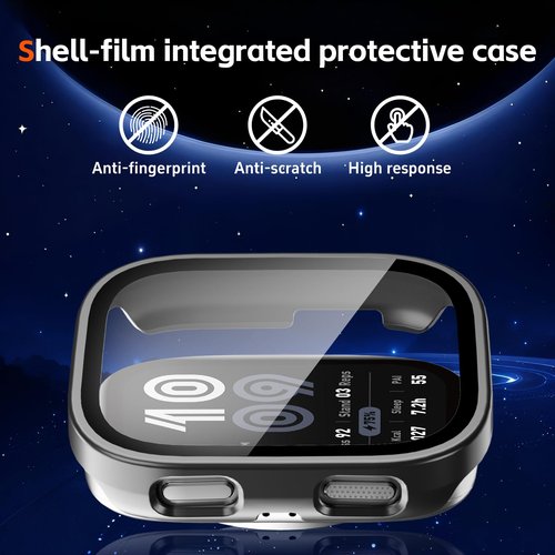 HQzon 3 Pack Case Compatible with Amazfit Bip 6 Smartwatch Case,PC Material with Built in Tempered Glass Screen Protector Compatible with Amazfit Bip 6