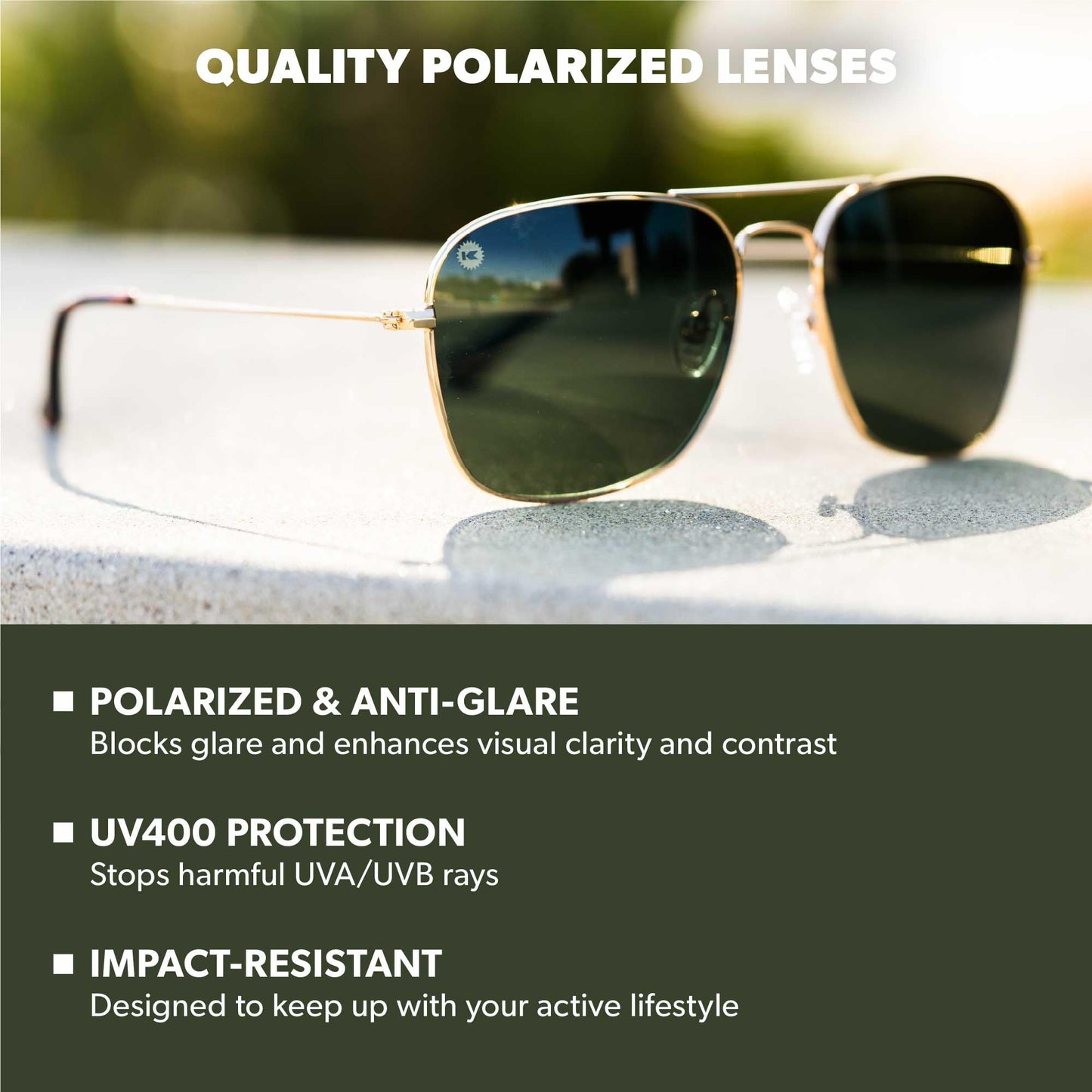 Knockaround Mount Evans Polarized Navigator Sunglasses for Men & Women - UV400 Protection
