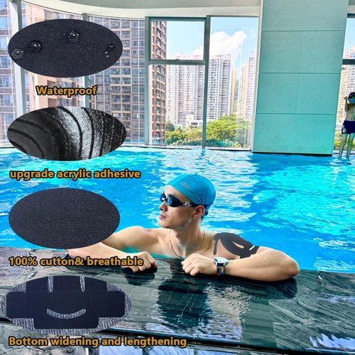 Kinesiology Tape for Shoulder Precut, 12 PCS Shoulder Tape for Pain Relief, Original Cotton Waterproof & Breathable, Enhance Elastic Sports Tape for Pain Support and Muscle Sports(Black)