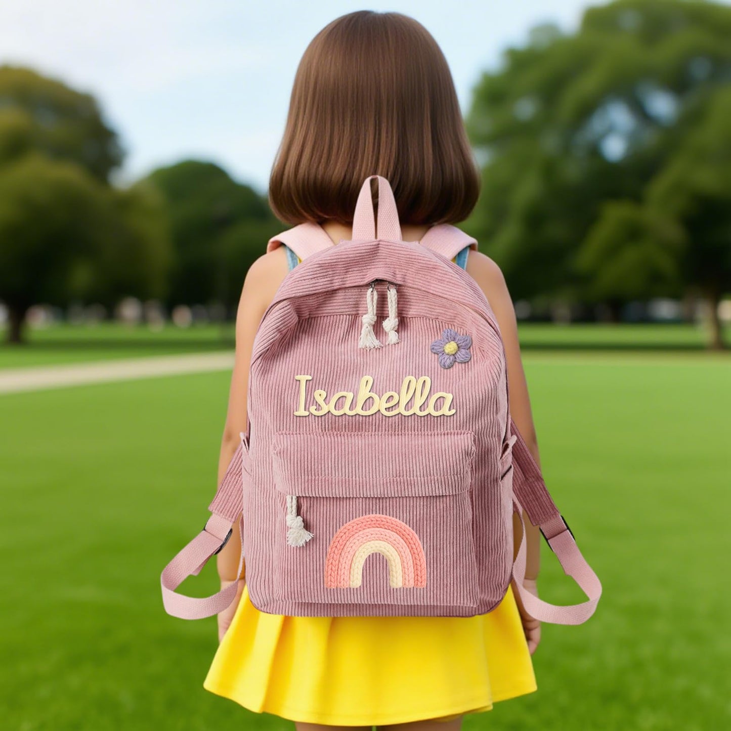 Duckbe Personalized Corduroy Backpack with Name Custom Backpacks for Toddler Girls Boys Bookbags Back to School Bag for Kids Birthday Christmas Children Gifts