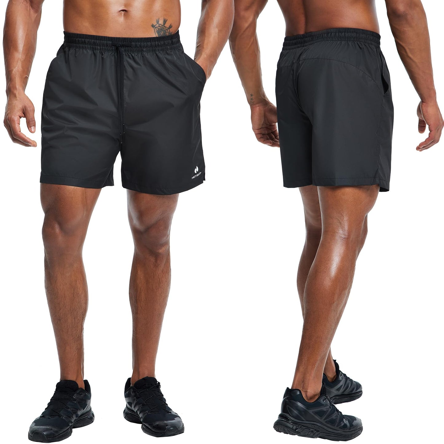 HOTSUIT Mens Sauna Shorts Sweat Sauna Pants Gym Exercise Sweat Sauna Suit Workout Shorts, Black, 2X-Large