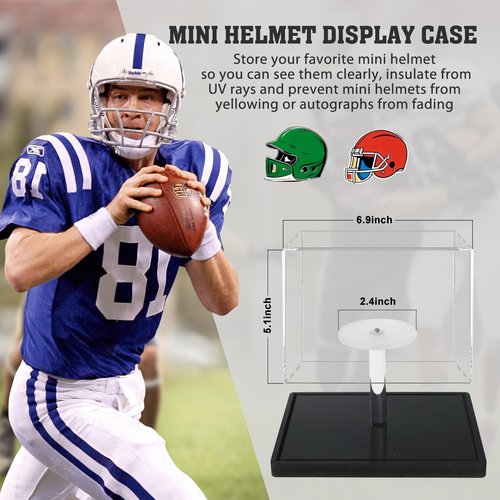 Mini Helmet Display Case, Clear Acrylic 1/2 Football Baseball Helmet Display Case, UV Protection Memorabilia Holder, Ideal for Sports Collectibles