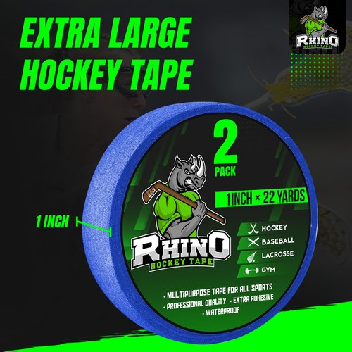 Rhino Grip Tape Premium Black Hockey Tape – Field Hockey and Lacrosse Grip Tape - Heavy-Duty Cloth Tape Easy Tear by Hand, Strong Grip – Also Great as Gaffer-Style Utility Tape (Black)