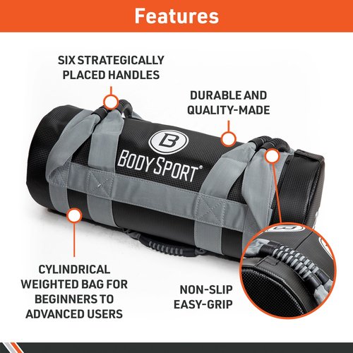Body Sport Weight 20 lb. Weight Training Bags – Heavy Duty Weighted Bag for Fitness, Conditioning and Training