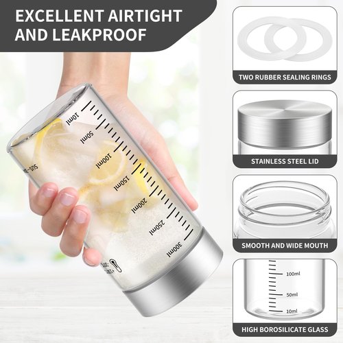 CWHHRN 8 Oz Glass Juice Bottles, 4 Pack Glass Bottles with Lids, BPA Free, Borosilicate Glass, Leak Proof Lids for Juicing, Smoothies, Infused Water, Beverage Storage, Shaker Bottles