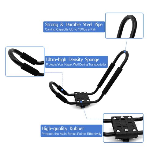 Taelakeni 2 Pairs Kayak Carrier Racks, Universal Cars Kayak Roof J Bar Rack