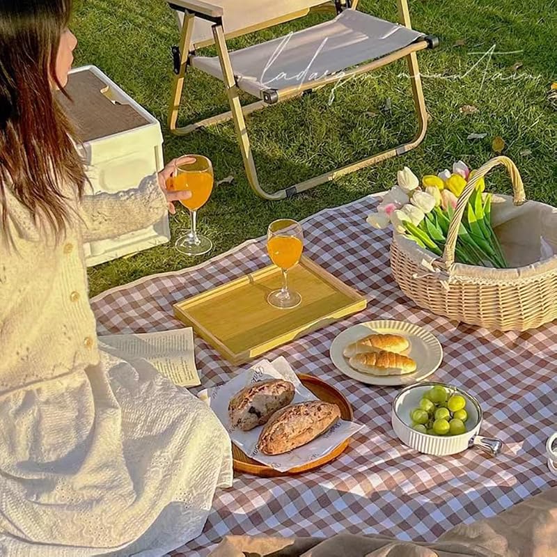 Large Beach Blanket 80x60 in Waterproof Sandproof Foldable Outdoor Picnic Blanket Brown (Variation: Brown+5' x 6'8")