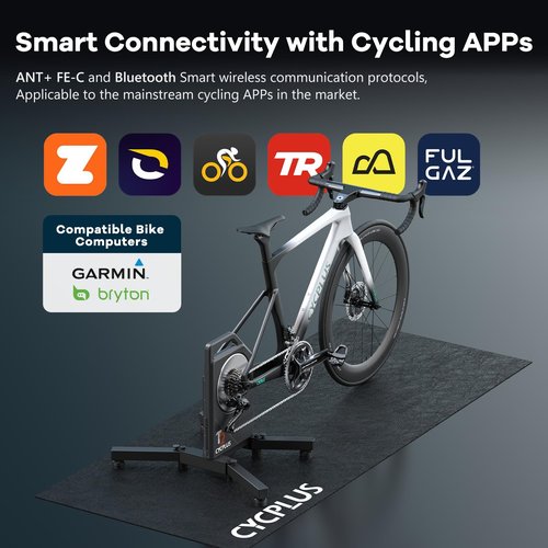 CYCPLUS T2 Smart Bike Trainer – 2200W Brushless Motor, 20% Gradient Simulator, BLE & ANT+ Dual Mode, Virtual Shifting, Triple Silent Design for Realistic Indoor Cycling(2025 Upgrade)