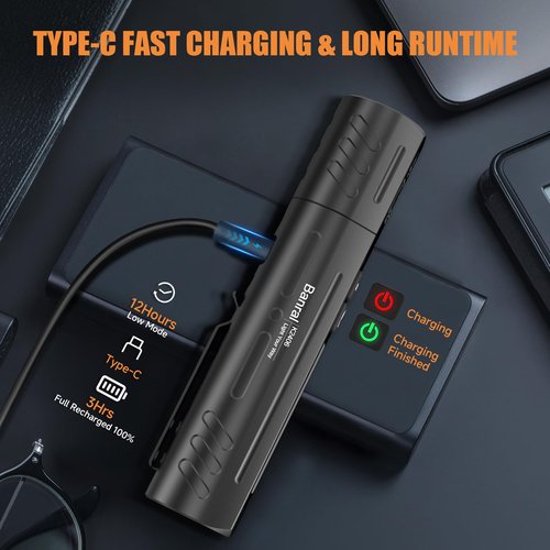 Rechargeable Tactical Flashlights High Lumens - Super Bright Small Powerful LED Magnetic USB C Flashlight, 8 Modes, Dual Button Waterproof Pocket Flash Light for Emergency, Car (2, Black)