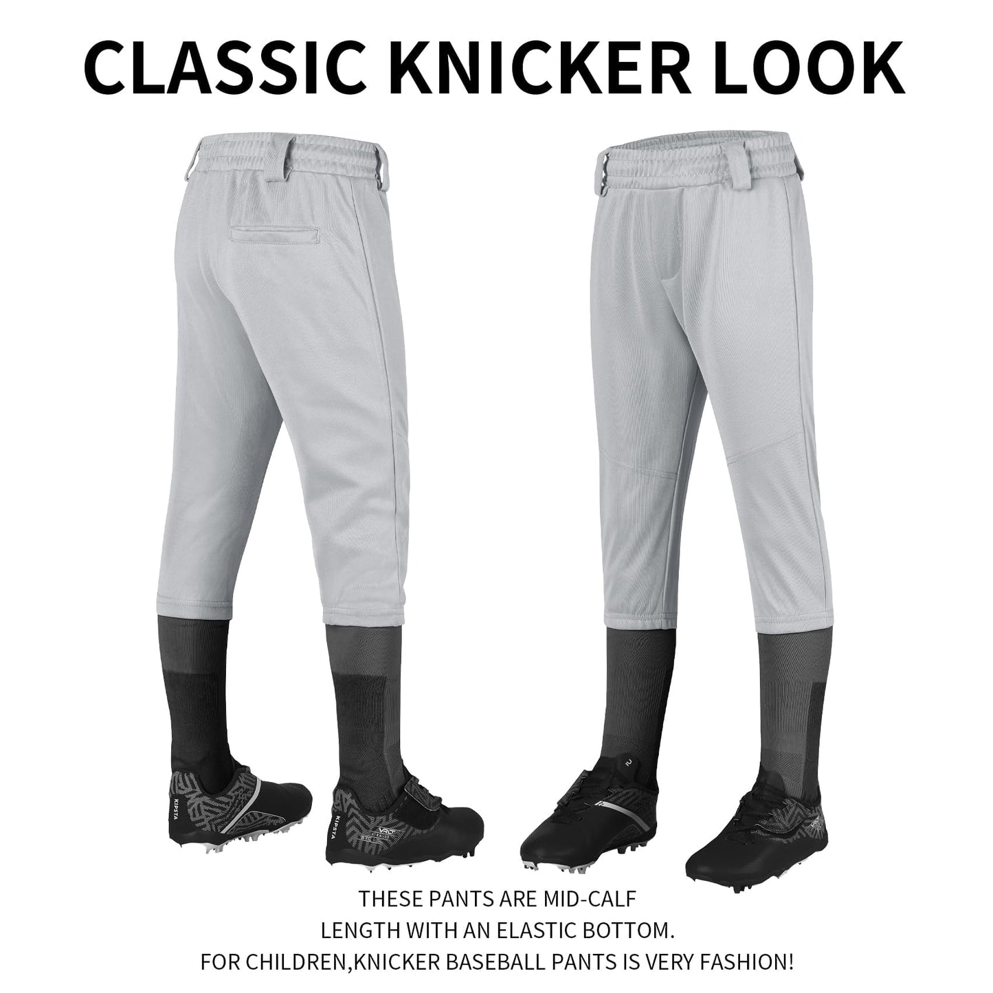 QBK 2T/3T/4T/5T to Youth Toddler Boys Knicker Baseball Pants Girl Softball Pants Kids Tee Ball Pants (Light Grey L)