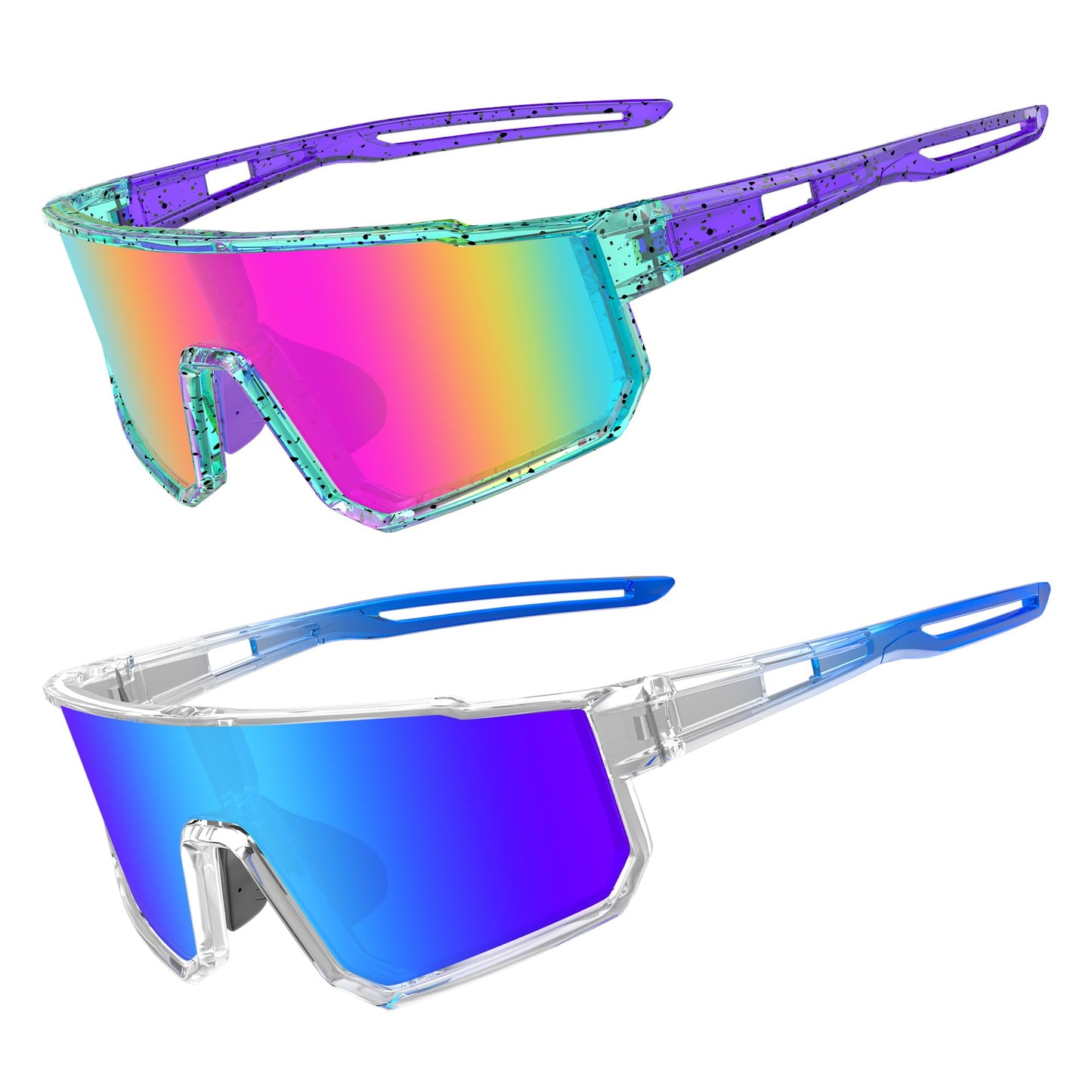BOLLFO 2 PackPolarized Sports Sunglasses,UV400 Protection Outdoor Glasses for Men Women Youth Baseball Cycling Running Driving Golf