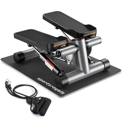 Sportsroyals, Mini Steppers for Exercise,Stair Stepper with Resistance Band, Hydraulic Fitness Stepper Exercise Home Workout Equipment for Full Body Workout, 330lbs Weight Capacity