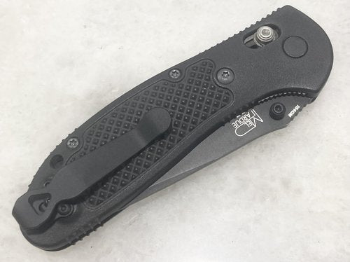 Deep Carry Pocket Clip for Benchmade 551 Griptilian Knife, Flat Black Steel, Textured Surface