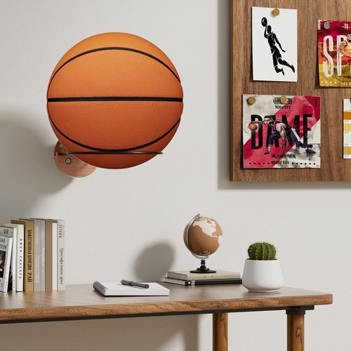 Cinola Basketball Holder Wall Mount, Foldable Ball Storage for Basketball, Soccer Ball, Volleyball, Football, Rugby, Ball Holder as Sports Room Decor, Boys Room Accessories, 2 Packs
