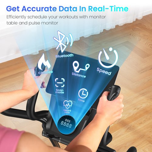 FEIERDUN Home Cardio Climber Stepping Elliptical Machine - Total Body Fitness Cross Trainer with Hyper-Quiet Magnetic Drive, 32 Adjustable Resistances for Intense Cardio Workouts