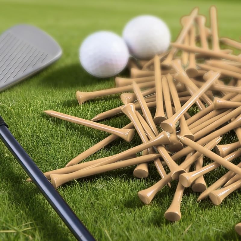 Finger Ten 250 Count Bamboo Golf Tees, 2 3/4" & 3 1/4" & 1 1/2" Bulk Pack - Natural