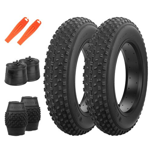 MEGHNA Fat Bike Tire 16 x 4.0 inch with Inner Tubes Electric Bike Tire Fat Tire 16 inch Heavy Duty Anti-Slip Foldable Replacement All Terrain Tire for Kids Bike E-Bike (2 Tires with Inner Tubes)
