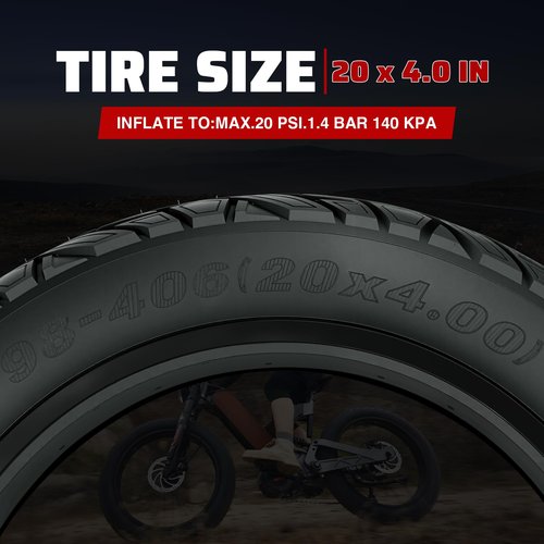 MEGHNA Fat Bike Tire 20 x 4.0 inch Electric Bike Fat Tire 20 inch Deep Arrow Grooves Foldable Replacement All Terrain Tire for Fat Snow E-Bike, Black, 20 inch-2 Pack, with Inner Tubes