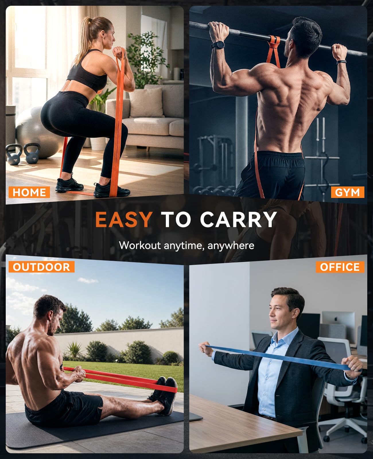 SUNPOW Pull Up Assistance Bands, Set of 5 Heavy Duty Resistance Bands for Men & Women, Natural Latex Exercise Bands for Pull-Up Progression, Home Workout, Strength Training, Mobility & Stretching