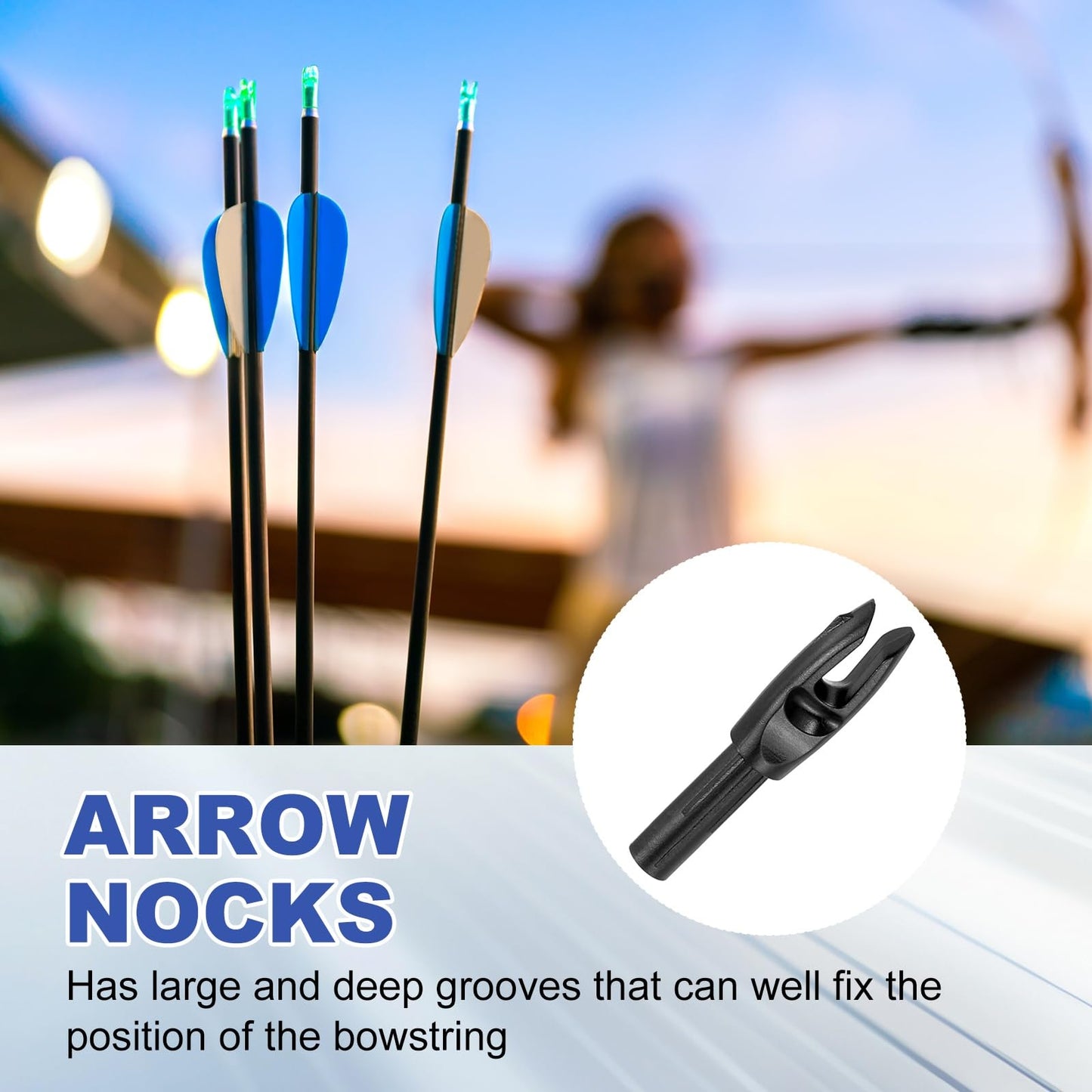 PATIKIL Archery Arrows Nocks 4.2mm, 30 Pack Plastic Insert Arrow Nock Replacement Arrow Tails for Hunting Shooting Compound Recurve Bow, Black