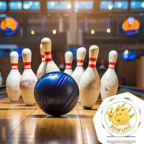 Anglechic 6 Pack Sports Trophy Acrylic Award Medals 4.72 x 4.72 Inch Sports Contest Trophies Bulk Plaques Team Prize Gift Trophies for Competition(Bowling)