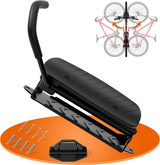 Hycline Swivel Bike Wall Mount: Bicycle Rack for Garage Organizer - Space-saving Wall Mounted Vertical Bike Hook Hanger - Heavy-duty Sturdy Storage Bike Rack for Home & Indoor - 2PCS