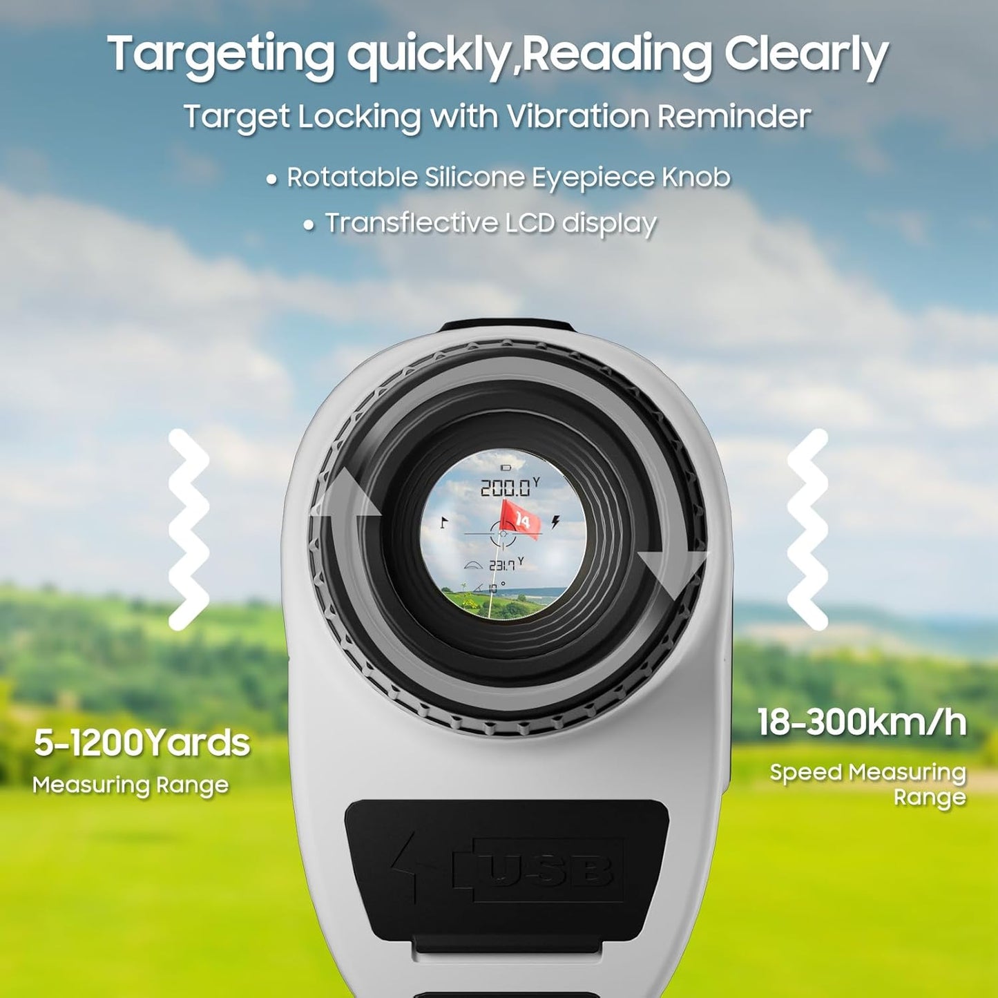 1200 Yards Laser Range Finder Golf, Golf Rangefinder with Slope and Magnet Strip,7X Magnification,Flag Pole Locking Vibration,1000mAh Rechargeable Battery,IP54 Waterproof,Magnetic Belt Clip Attached