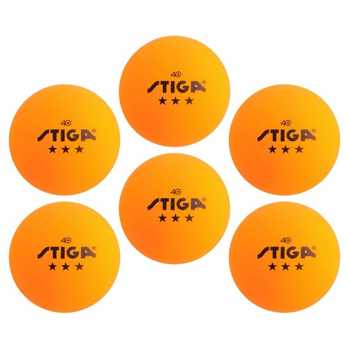 STIGA 6-Pack Orange 3 Star Table Tennis Balls | 40mm ITTF Regulation Size and Weight Ping Pong Balls