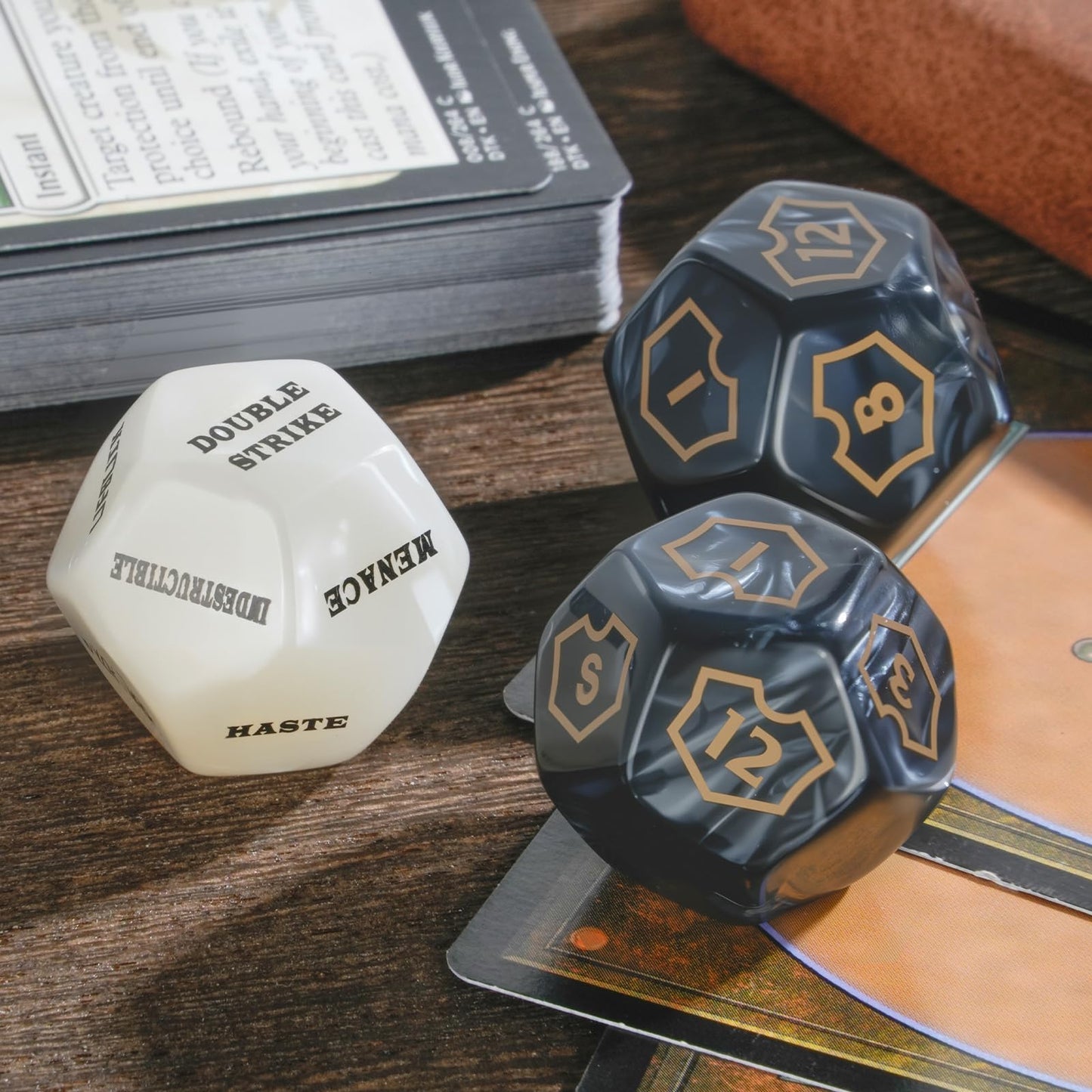 12 Pieces MTG Counter 12 Sided Abilities Keywords Dice Loyalty MTG Life Counter Tokens Dice Buff Tokens Compatible with Magic Card Game Accessories CCG Creature Stats (White)