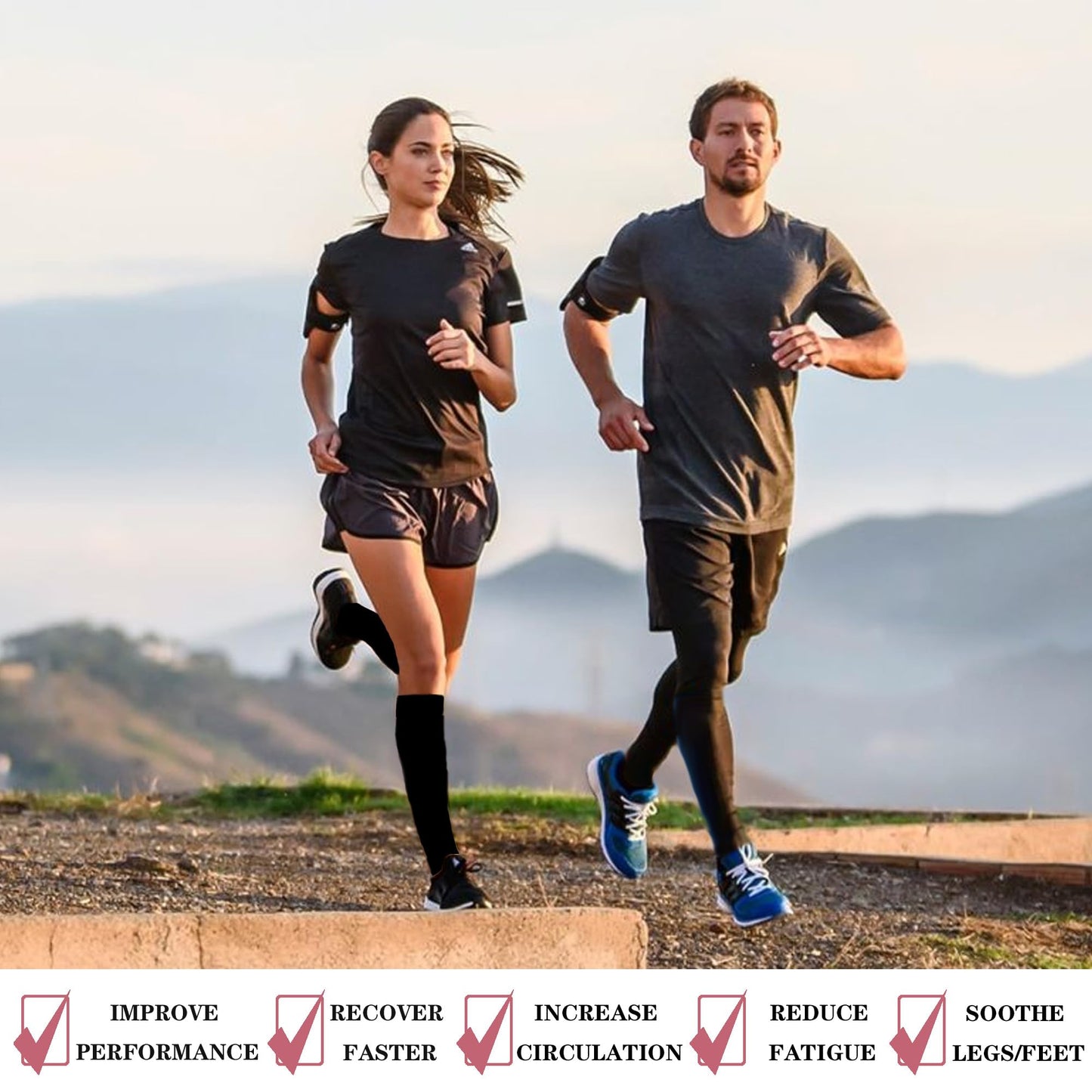 6 Pairs Compression Socks for Women and Men Circulation, 20-30 mmhg Support for Athletic Running, Hiking, Nurse, Recovery