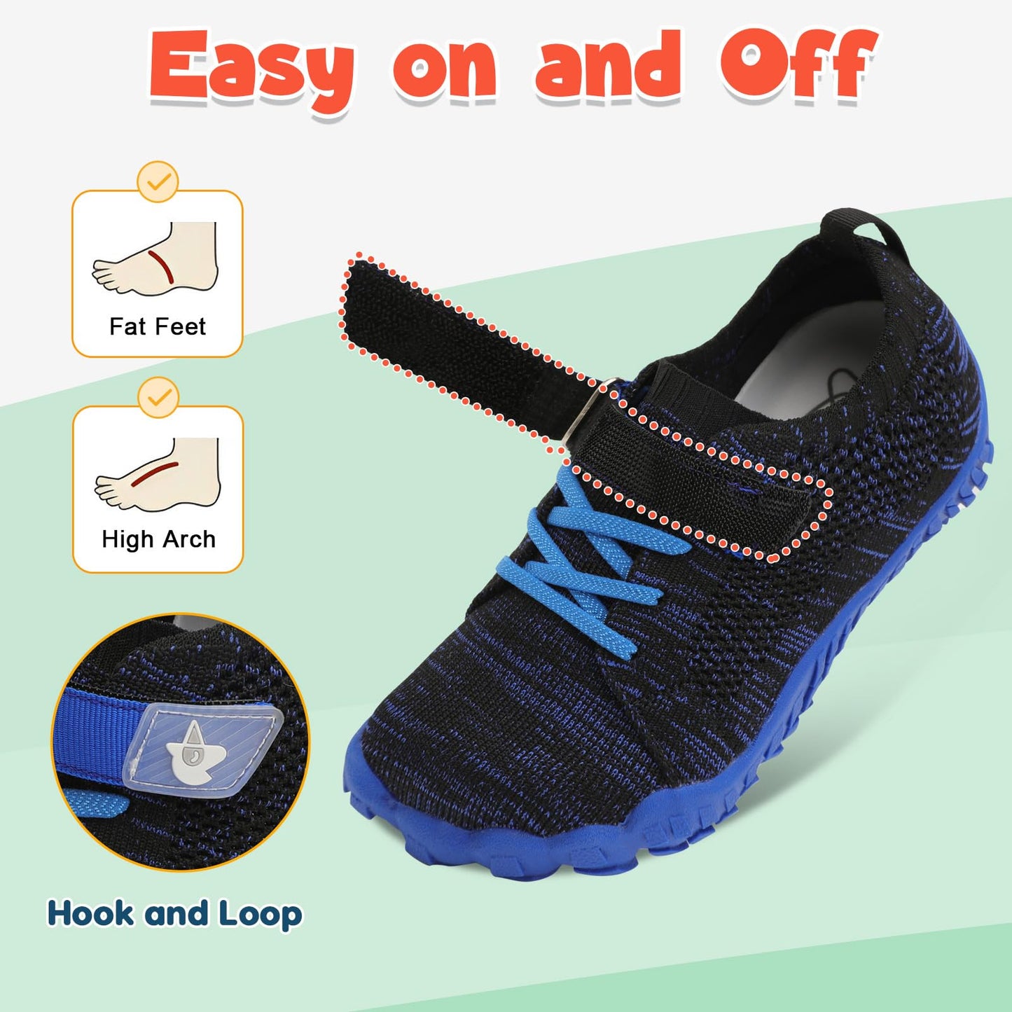 LeIsfIt Kids Shoes Girls Boys Wide Shoes Kids Barefoot Sneakers Lightweight Hiking Shoe for Toddler Little Big Kid Blue 2 Big Kid