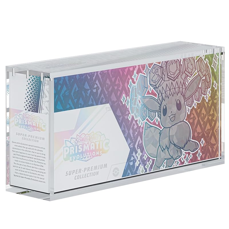 Prismatic Evolutions Acrylic Display Case 14.4 x 3.4 x 6.9 in with 8mm+5mm Thick, Magnetic Lid