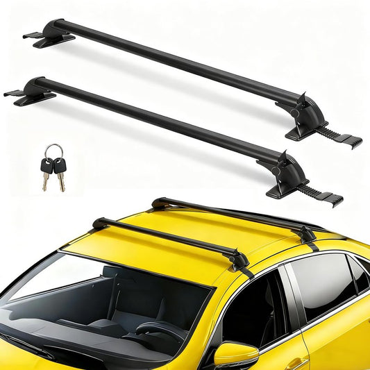 43" Universal Roof Rack Cross Bars, Upgraded Aluminum Lockable Crossbars with Extendable Window Frame & Dual Security Keys. 165lbs Max Load for Bare Roof Cars/Trucks/SUVs