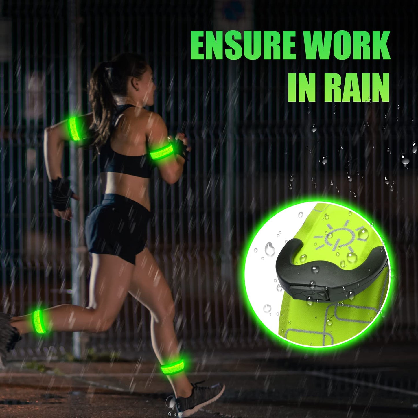 Aucuu Light Up Armband LED Slap Safety Armband for Kids Night Walking, LED Luminous Armband Magic Strap for Running, Cycling, Jogging
