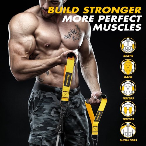 Ayombo Gym Equipment, Cable Attachments for Gym, Home Workout Equipment Machine Grip Attachments, Resistance Bands Handles for Weight Strength Trainer, Gym Heavy Duty Exercise Handle for Men