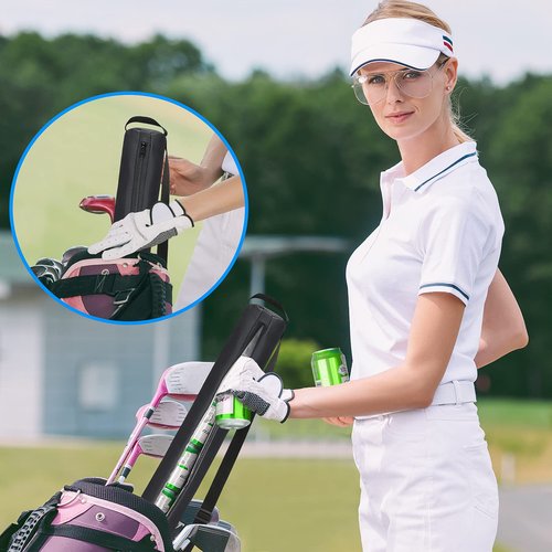 NATURAL STYLE Beer Sleeve for Golf Bag,7-Can Insulated Cooler Sleeve, Beer Drink Accessories Sling Cooler Fits Most Golf Bags Styles and Types (BLACK)