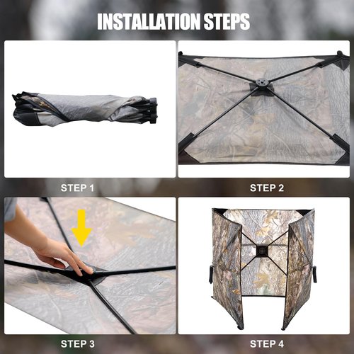 WTVIDAS Hunting Blind for Turkey, 3-Panel Portable Ground Blinds Silent Quick Setup Pop-Up Design for Deer Turkey Duck Hunting Accessory