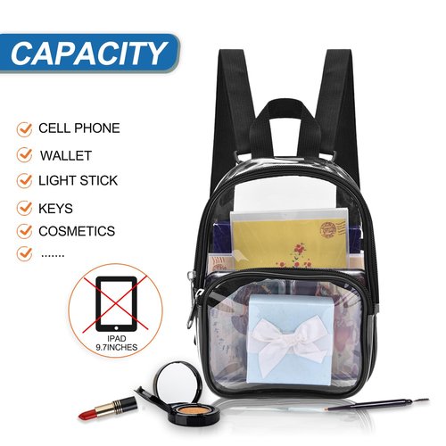 USPECLARE Clear Mini Backpack Stadium Approved for Girls, for Concert, Festival, Sport Events&Daily Use