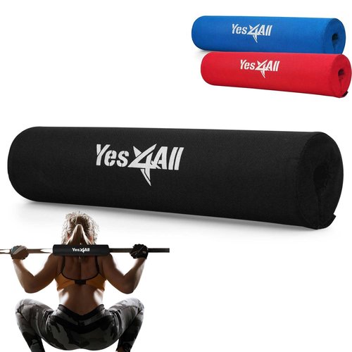Yes4All Foam Bar Pad – Olympic Barbell Squat Pad – Neck Pad for Squats, Hip Thrusts – Weight Lifting Bar Pad (Black, Single)