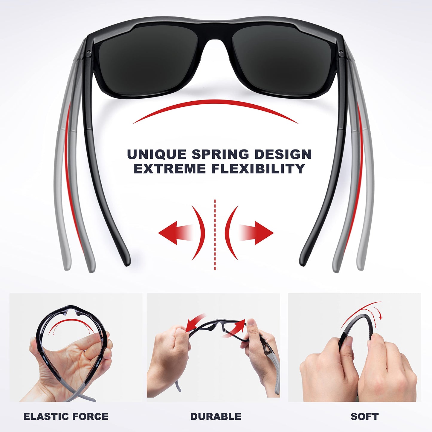 RIVBOS Polarized Womens Mens Sunglasses Fashion UV Protection Sports Driving Baseball Golf Fishing RBS862-Black