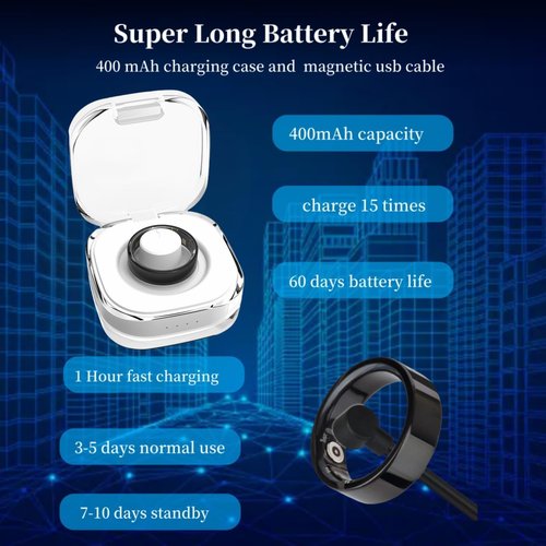 POP IT S Smart Health Ring for Women Men Fitness Tracker with Heart Rate, Blood Oxygen, Blood Pressure, Sleep Monitoring, Step Counting, IP68 Waterproof for iPhone and Android, No Fee (Gold, 7)