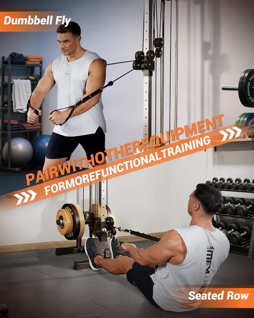 Wall Mount Cable Station, Cable Crossover Machine with 18 Adjustable Positions,LAT Pulldown Machines with Dual Pulley System, Fitness Equipment for Home Gym