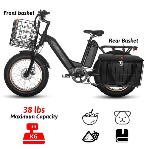 Black Bike Basket Front/Rear Large Capacity Foldable Heavy Duty Bicycle Baskets with Removable Liner Bag Strip for Adult Bikes Carrying Small Dogs Cats Pets Grocery Fruit, Large Quick Release Design