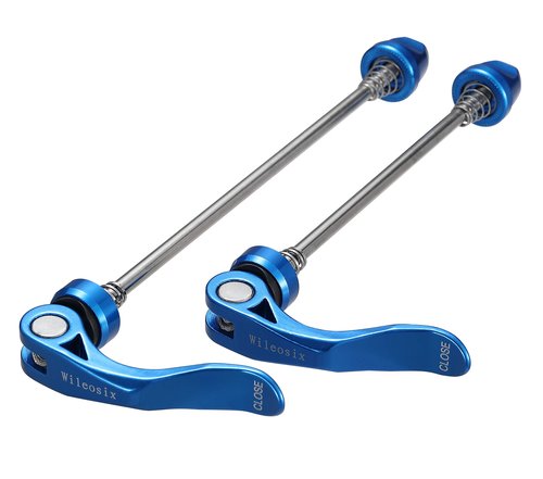 Wheel Hub Quick Release Skewer Set (Front & Rear) for Road Bike,1 Pair,Blue