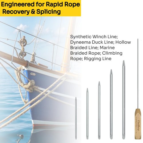 Rope Splicing Tool Kit, 5 Aluminum Fids Set with Pusher, 1/4 to 1/2 inch Sizes