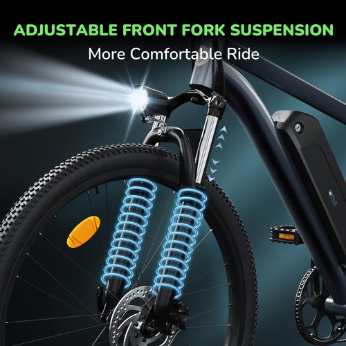 35-Speed Electric Bike for Adults 750W 26" Tire Commuting Electric Mountain Bike 20MPH Range 55+ Miles 374.4Wh Removable Battery Front Fork Suspension Fenders Lightweight Electric Bicycle,Blue