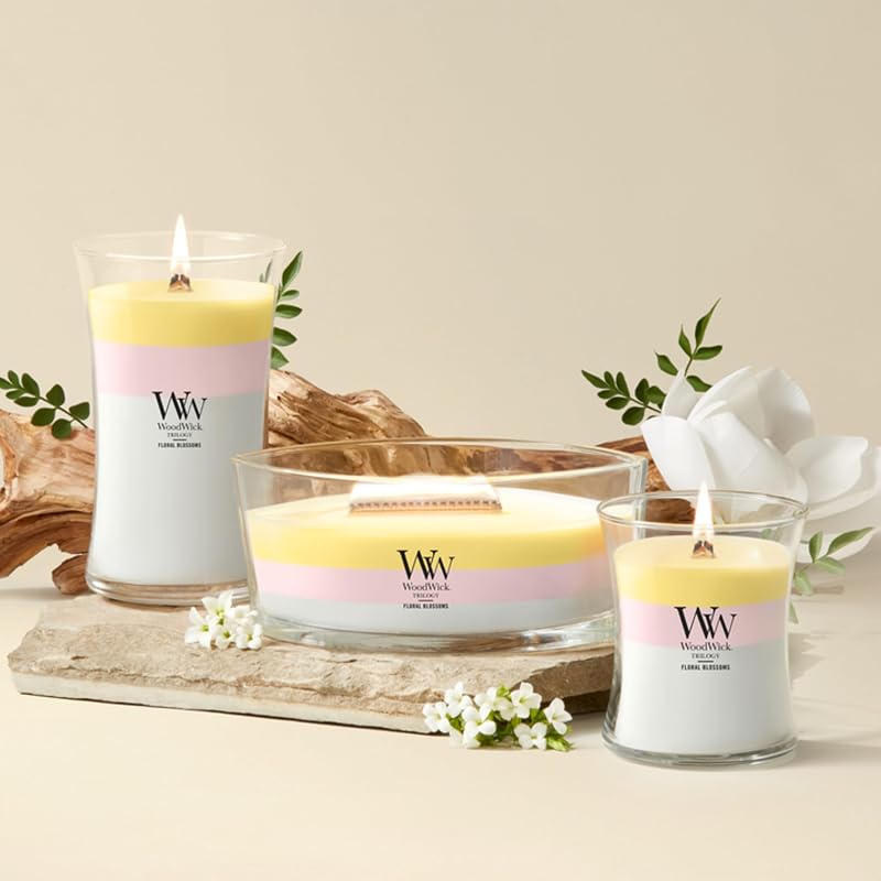 WoodWick Floral Blossoms Tri-Scented Candle 21.5oz - Pluswick Crackling Wick