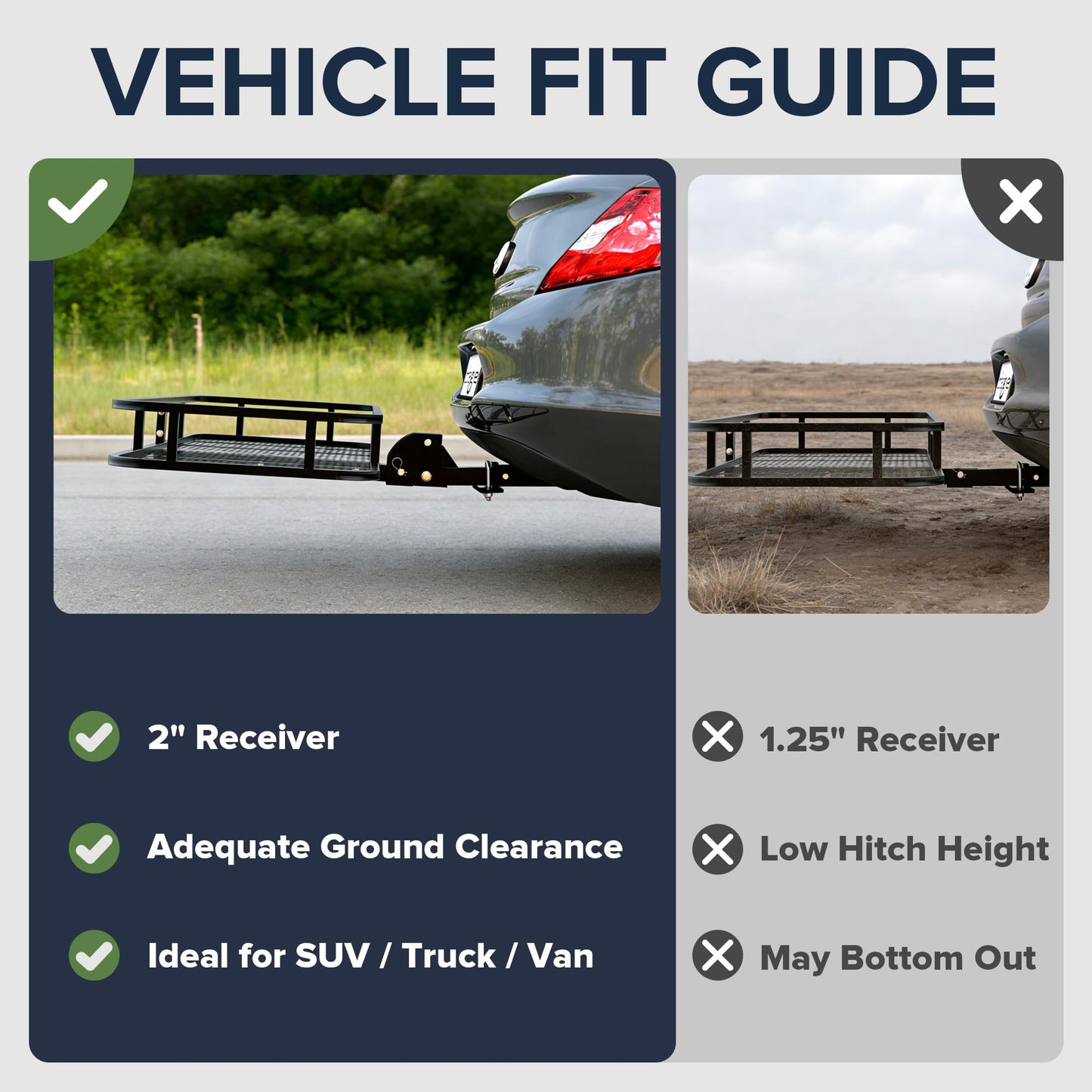 ARKSEN 60" x 23" x 5.5" Folding Hitch Cargo Carrier Basket with Net, 500 Lbs Heavy Duty Rear Trailer Hitch Cargo Rack Fits 2" Receiver for SUV, Truck & Van, Ideal for Camping & Travel